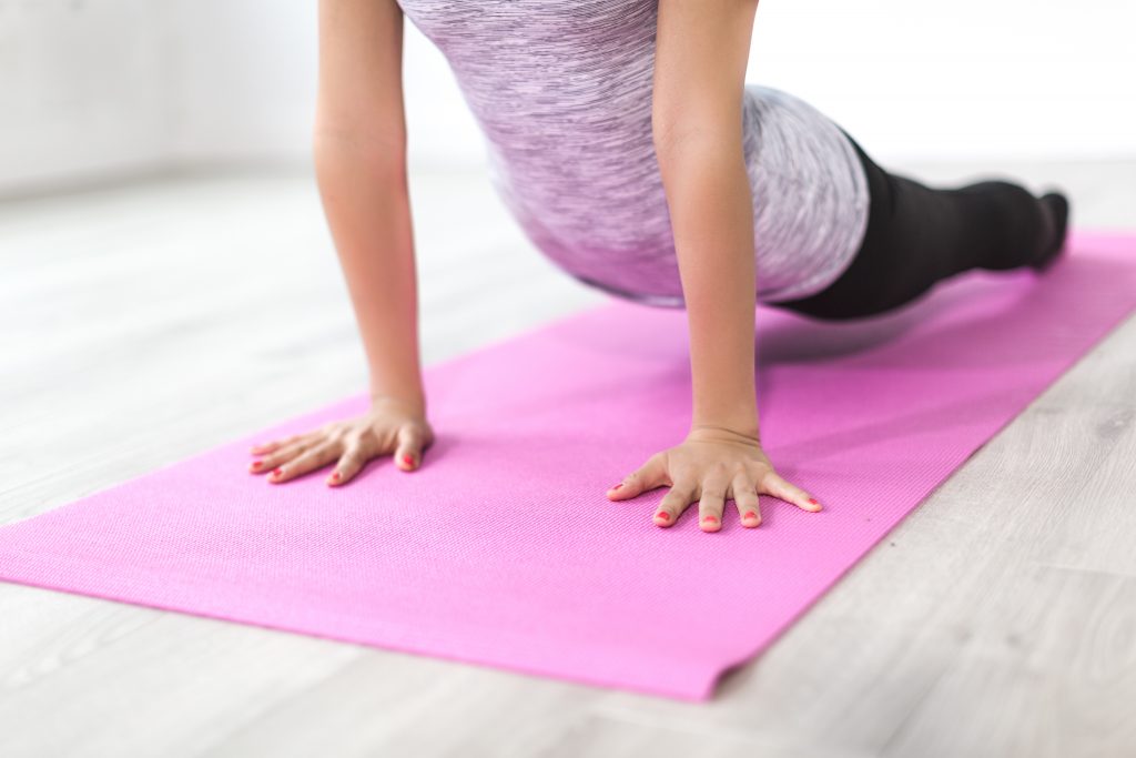 winter blues: woman doing yoga